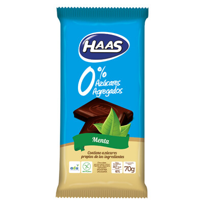 Tableta de Chocolate HAAS Menta 0% Azúcares Agregados 70 GR Tableta de Chocolate HAAS Menta 0% Azúcares Agregados 70 GR