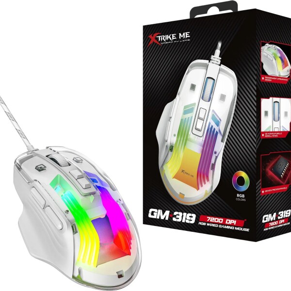Mouse Gamer Xtrike Me 7 Botones Cableado Regulable Luz RGB Variante Color Blanco