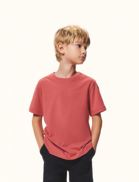 CAMISETA BÁSICA UNISSEX INFANTIL MANGA CORTA ROJO