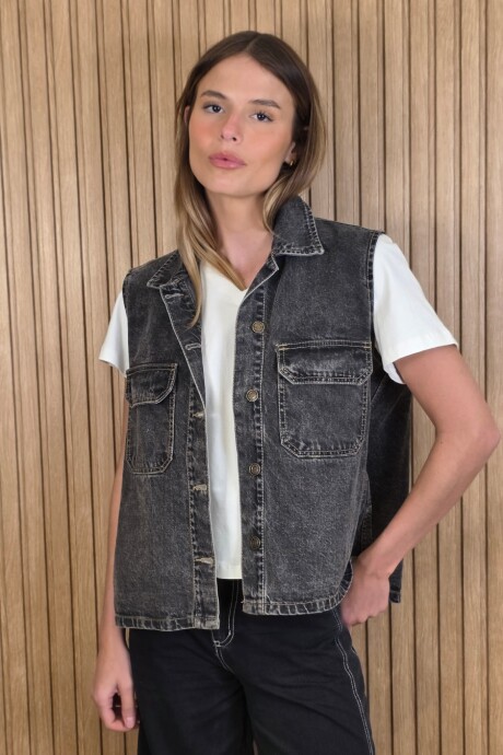 Chaleco Biker Denim Negro