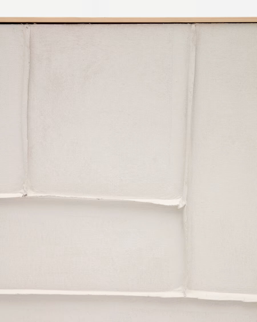 Cuadro Klis de lino con formas geométricas blanco 120 x 200 cm