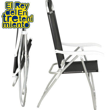 Silla Reposera Reclinable Aluminio 4 Pos 120 kg N1 Negro