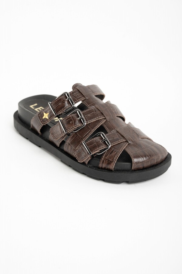Zueco Croco Hebillas Chocolate