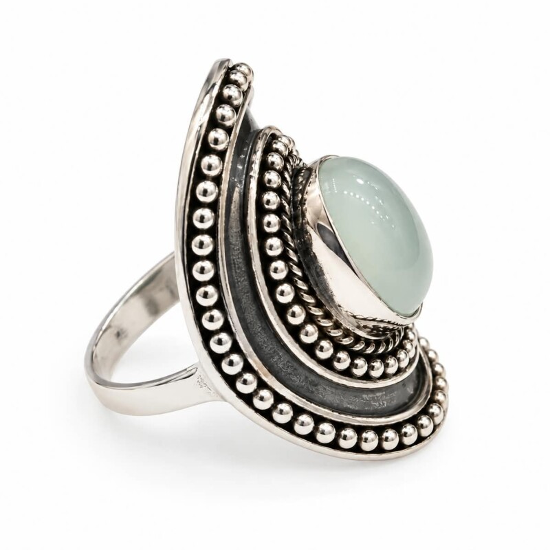 Anillo con piedra natural Calcedonia Anillo con piedra natural Calcedonia