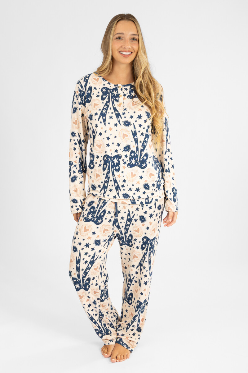 Pijama lips and bow needle - Azul 