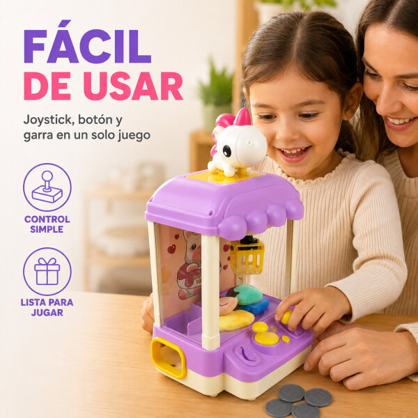 Máquina Infantil Grúa Agarra Juguetes Peluches Con Sonido Variante Color Violeta