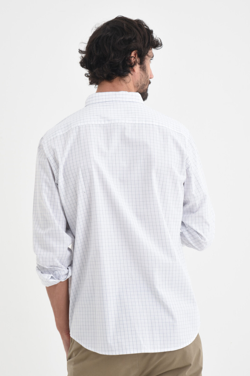 Camisa manga larga formal cuadros blanco