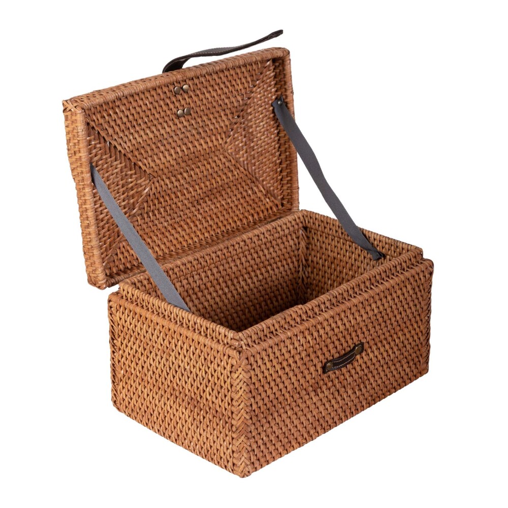 CAJA ORG RTB2477 RATTAN NATURAL-BEIGE RTB2477, NATURAL/NEGRO