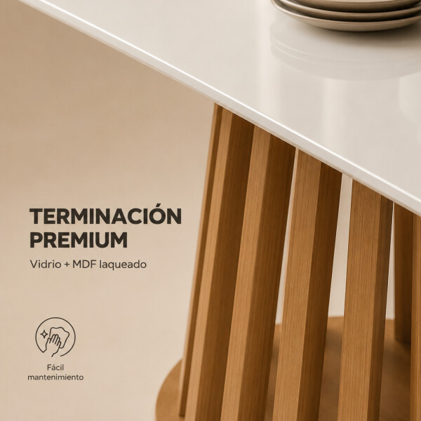 Mesa De Comedor Jade Circular 102 Cm Laqueada Vidrio Moderna Blanco 1