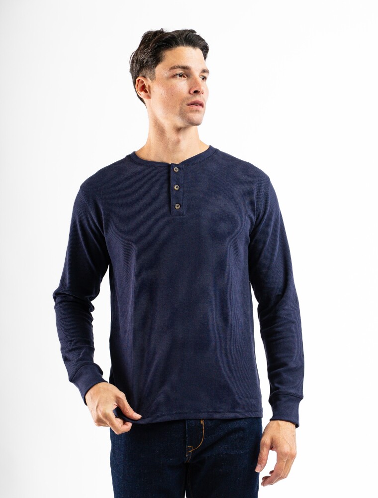 Remera Termal C/Botones Marino