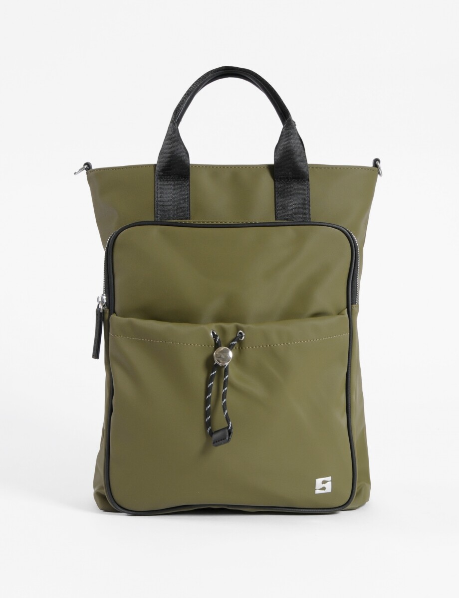 Mochila porta laptop con bolsillo fruncido - verde 