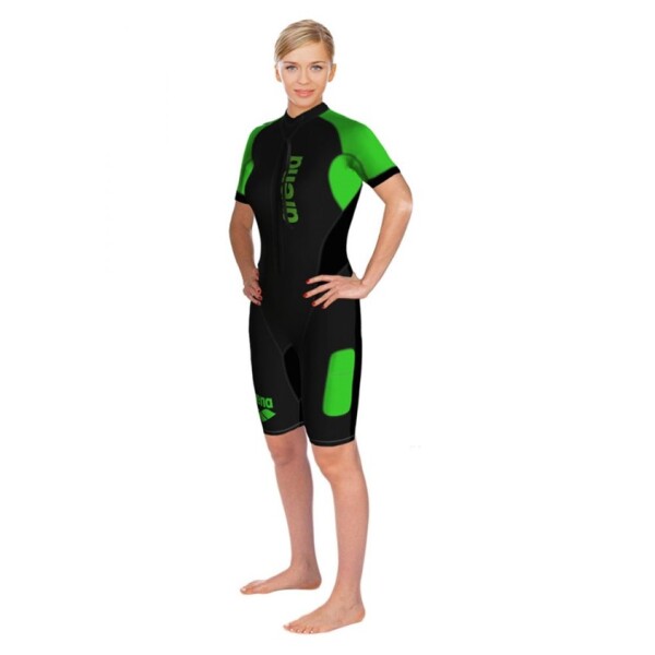 Traje De Neopreno Para Mujer Arena Swimrun Wetsuit Negro/Verde Fluo