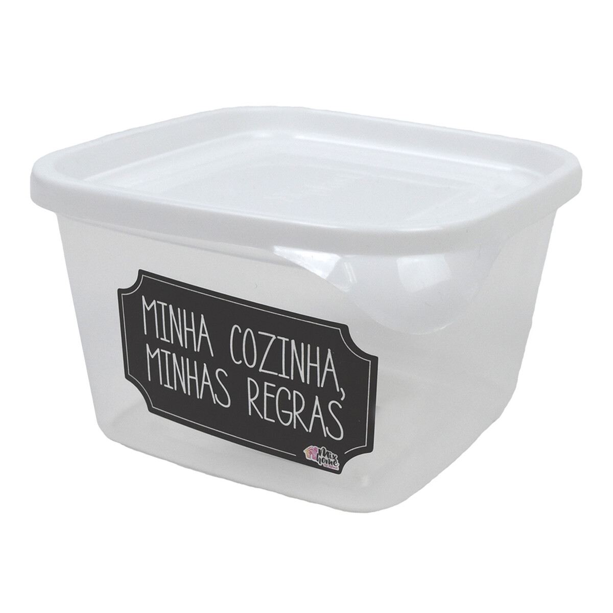 RECIPIENTE PLASTICO CUADRADO 900ML 14.5X14.5X8CM BLANCO 7006/2 