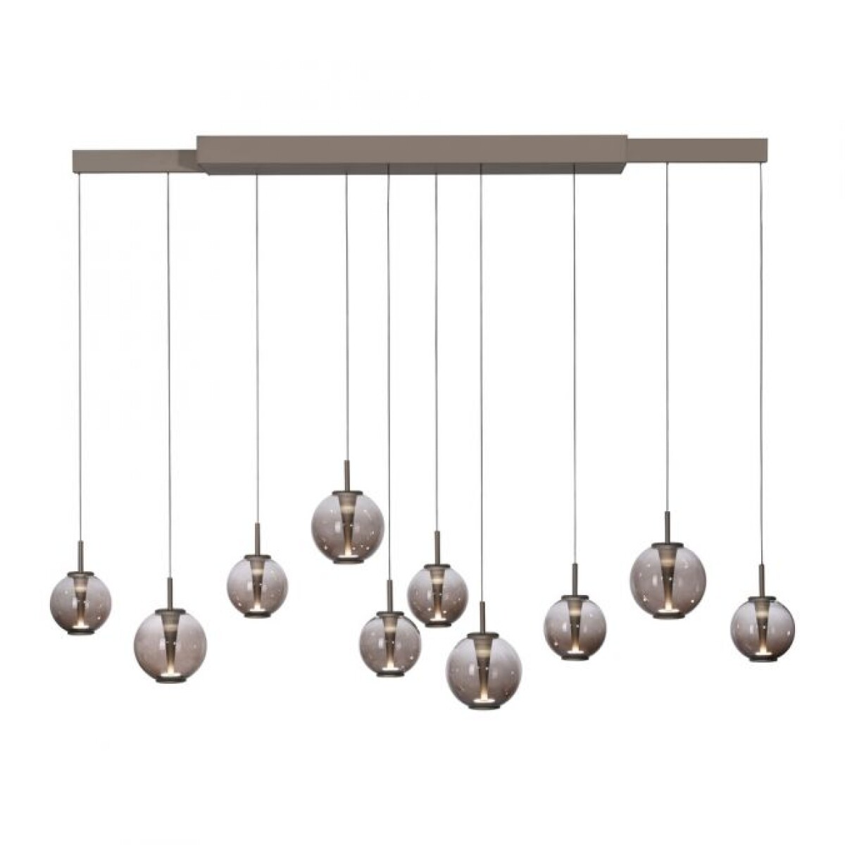Colgante led extensible motorizado 70w 10 luces cristal ámbar a control remoto, Bronce 