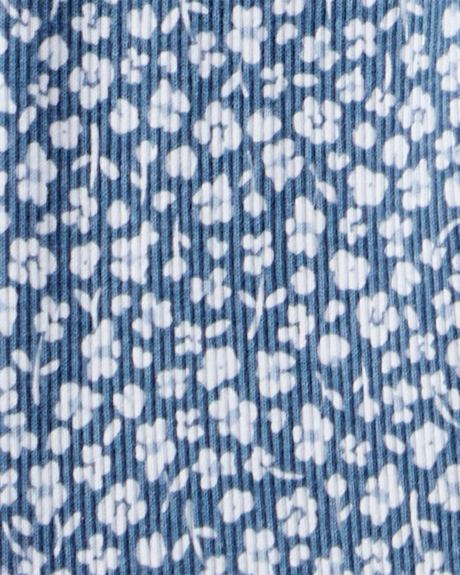 Set dos piezas de algodón, pantalón acanalado y buzo, azul, diseño floral. Talles 6-24M Set dos piezas de algodón, pantalón acanalado y buzo, azul, diseño floral. Talles 6-24M