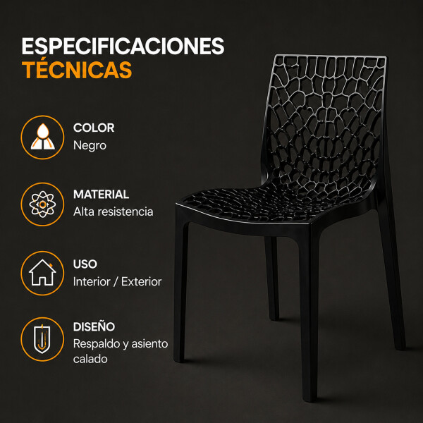 Silla Comedor ComboHome Gruvyer Pack X4 Negro 1