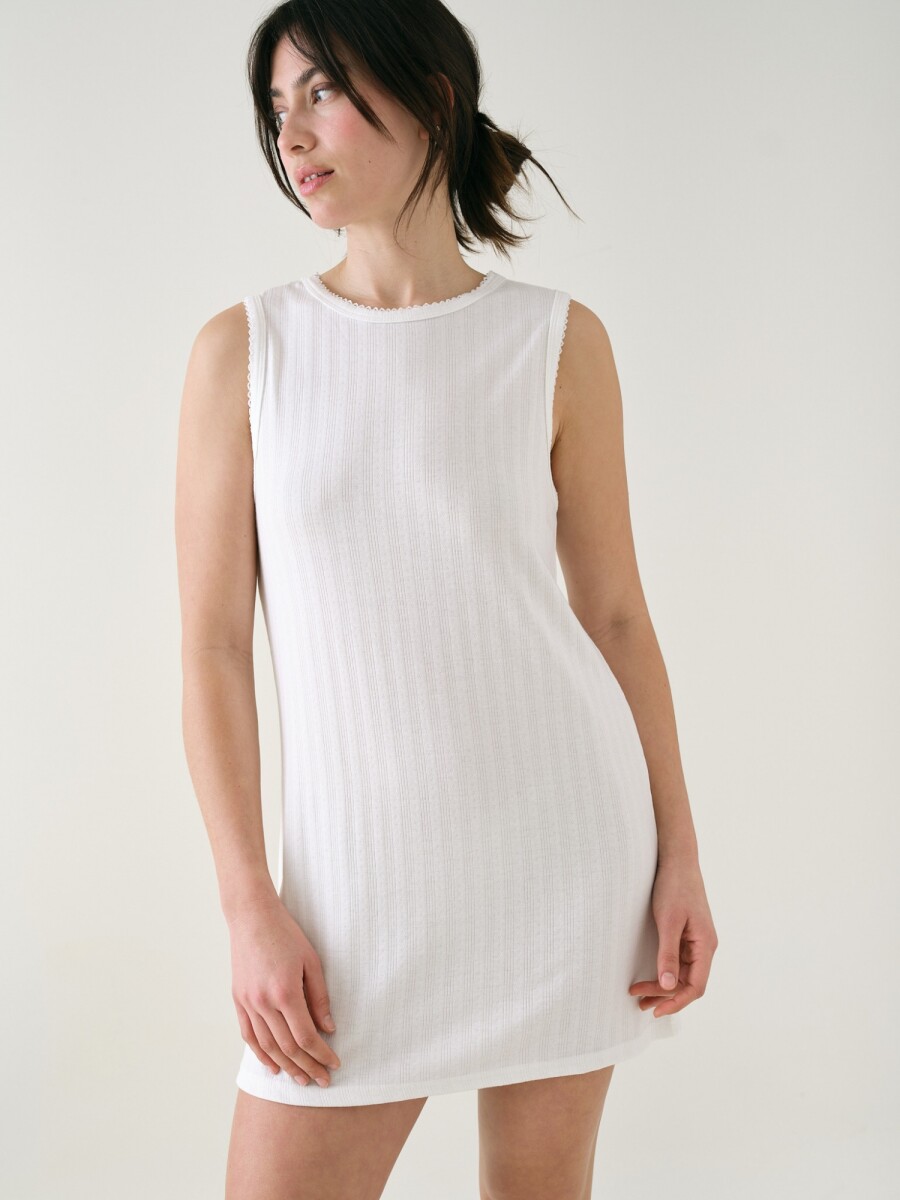 Camisón Sin Manga Pointelle - Blanco 