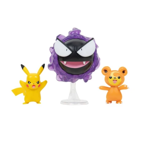 Battle set Pokémon Figuras de Acción Pikachu+Teddiursa+Gastly Battle set Pokémon Figuras de Acción Pikachu+Teddiursa+Gastly