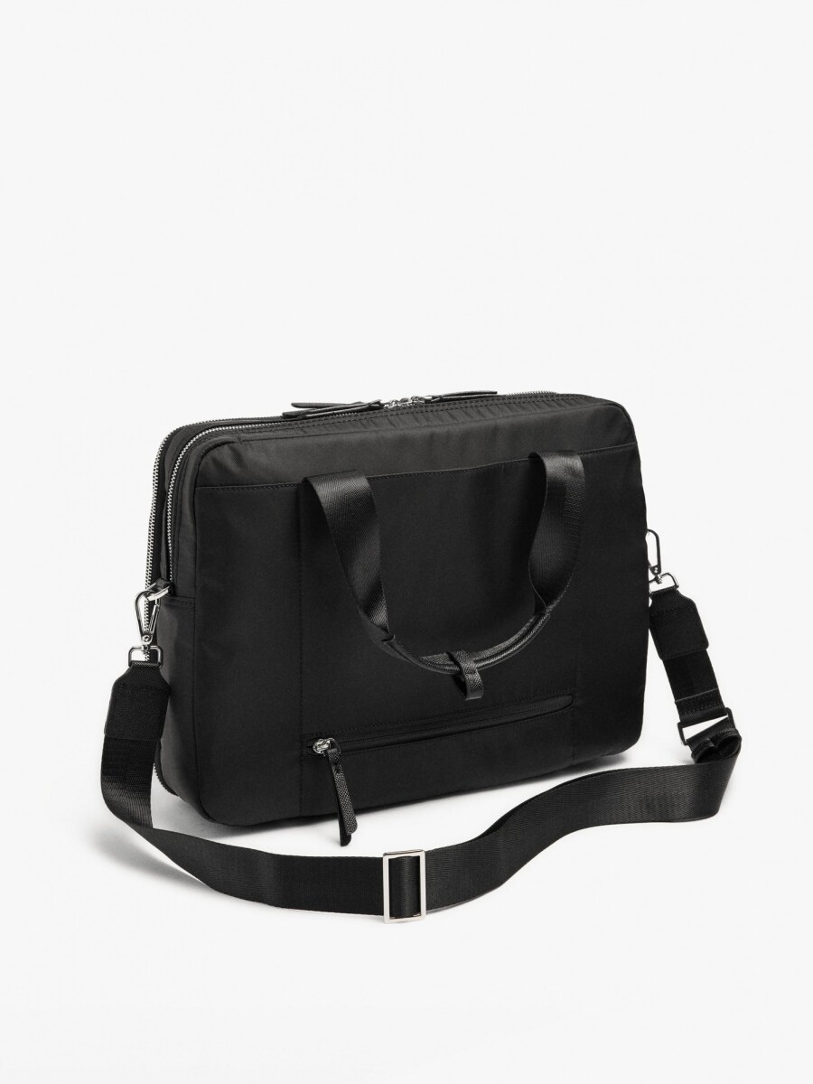 Bolso De Nylon Para Portátil Hasta 15" Repelente Al Agua negro