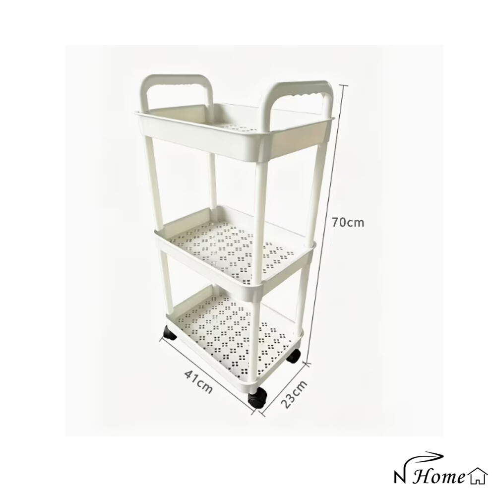 Organizador De Baño/cocina De Metal Con Ruedas 3 Estantes Negro