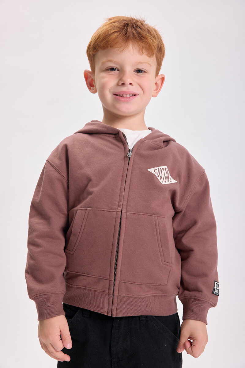 Campera deportiva estampada - Marrón 