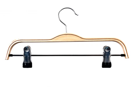 Percha Madera Bamboo Satinada Con Pinzas Niño Percha Madera Bamboo Satinada Con Pinzas Niño