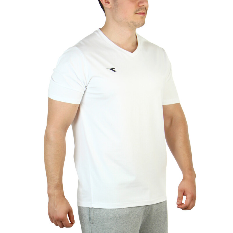 Diadora Hombre Sport T-shirt V Neck - White Blanco