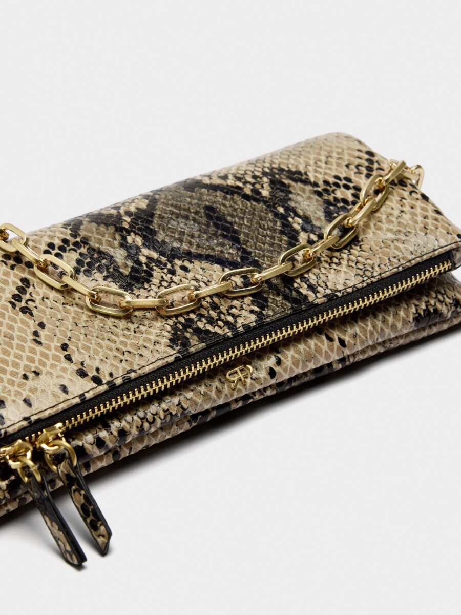 Bolso De Fiesta Con Grabado Animal taupe