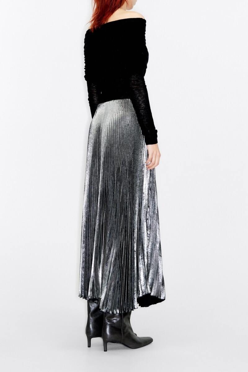 FALDA MIDI PLISADA Plata