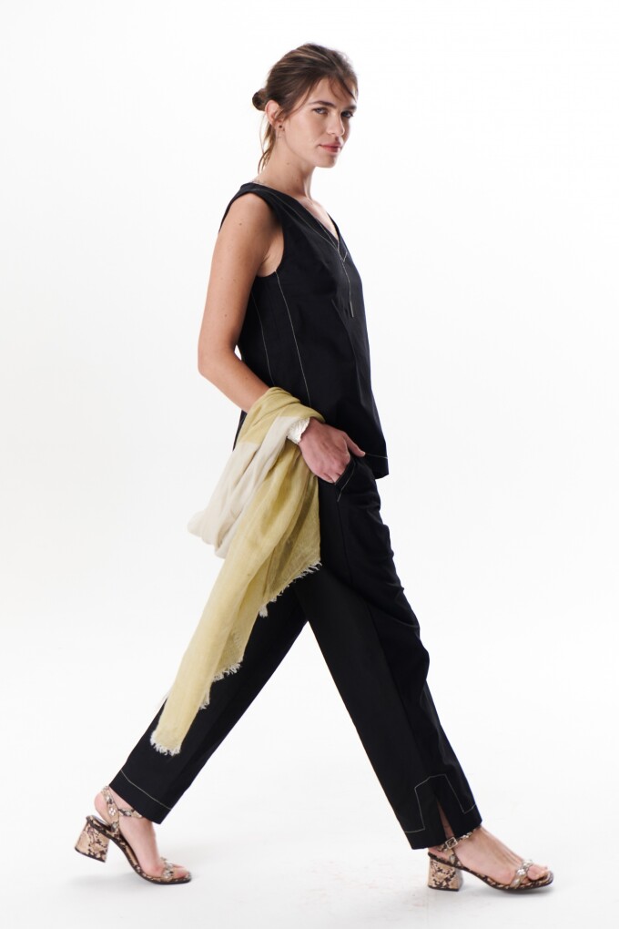 PANTALON LINO STRECH NEGRO