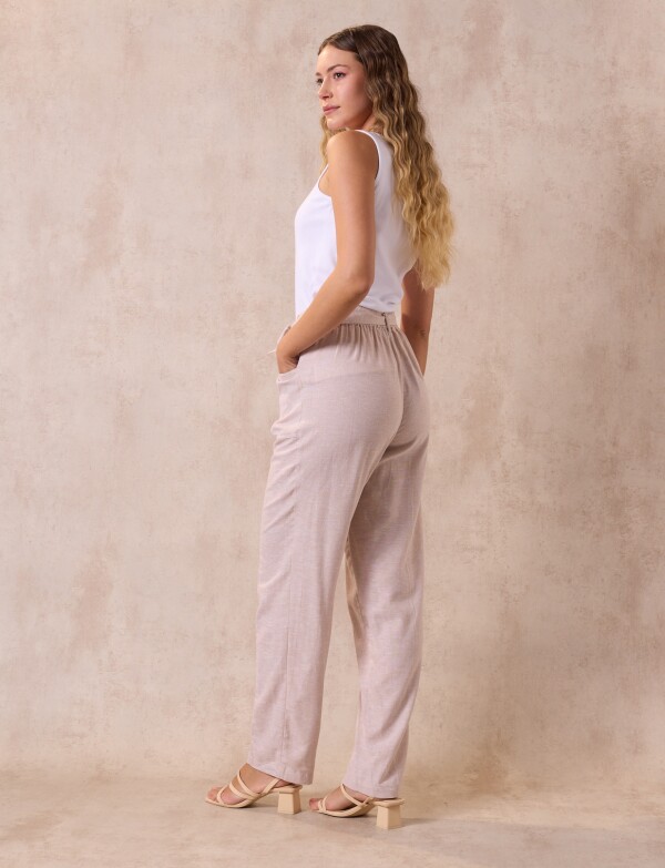 Pantalon Lino Lazo BEIGE
