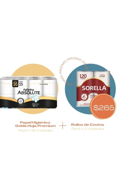 Papel Higiénico Fofinho Doble Hoja Premium + Pack de 2 Rollos de Cocina Doble Hoja ¡OFERTA! x 16 rollos