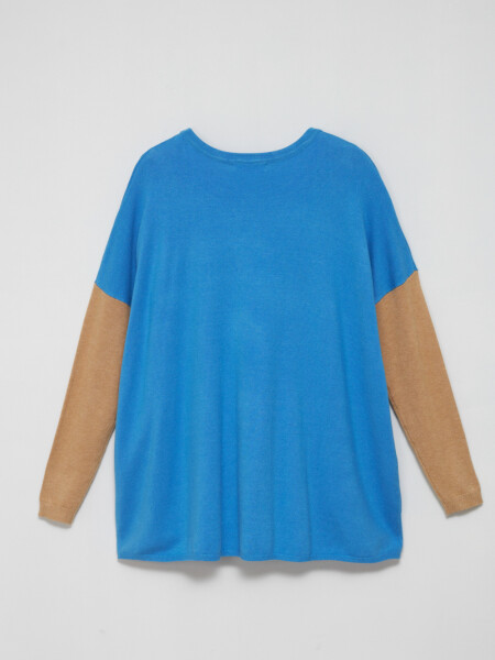 Sweater de punto combinado Turquesa