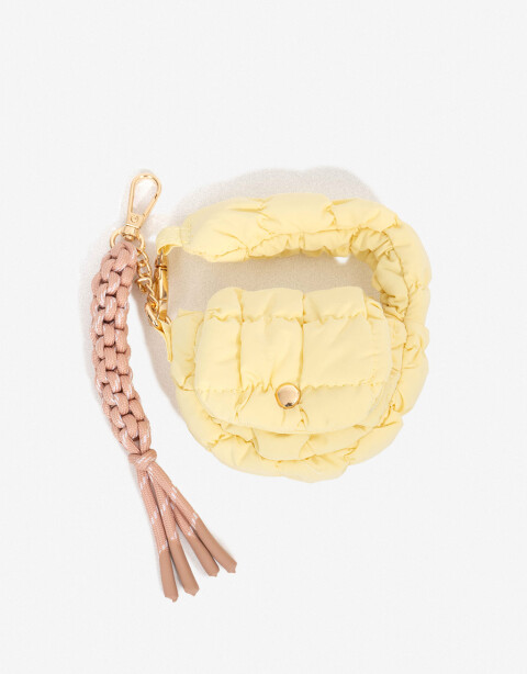 Monederos Monedero Puffy Con Cordón - Amarillo Claro