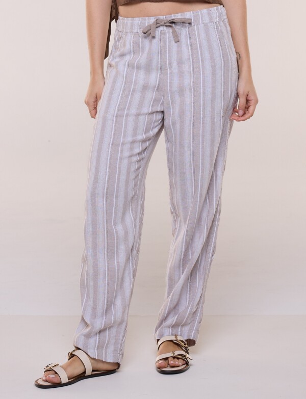 Pantalon Lino BEIGE/MULTI