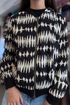 Campera capucha rayón Negra y blanca