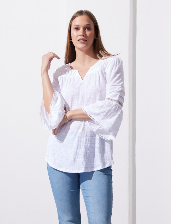 Blusa Frunces Hombro BLANCO