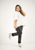 Blusa de viscosa con brillo plateado Blanca