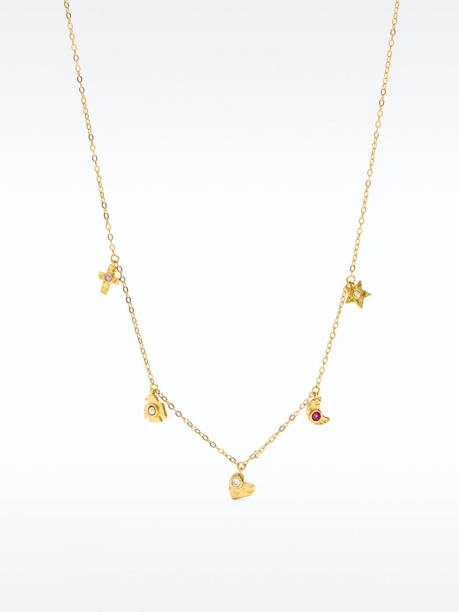 Collar Con Perlas Y Circonitas - Plata De Ley 925 rosa