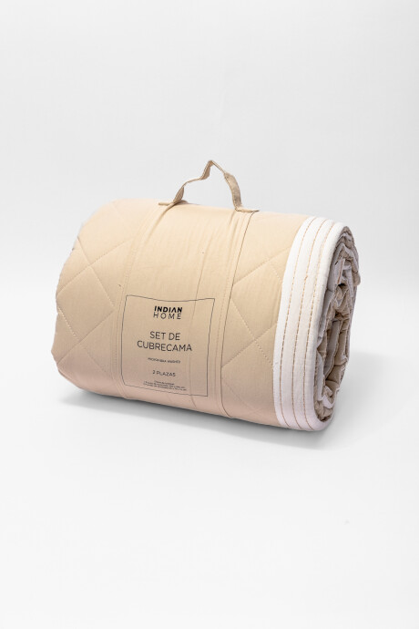 Cubrecama 2 Plazas Microfibra Washed Beige