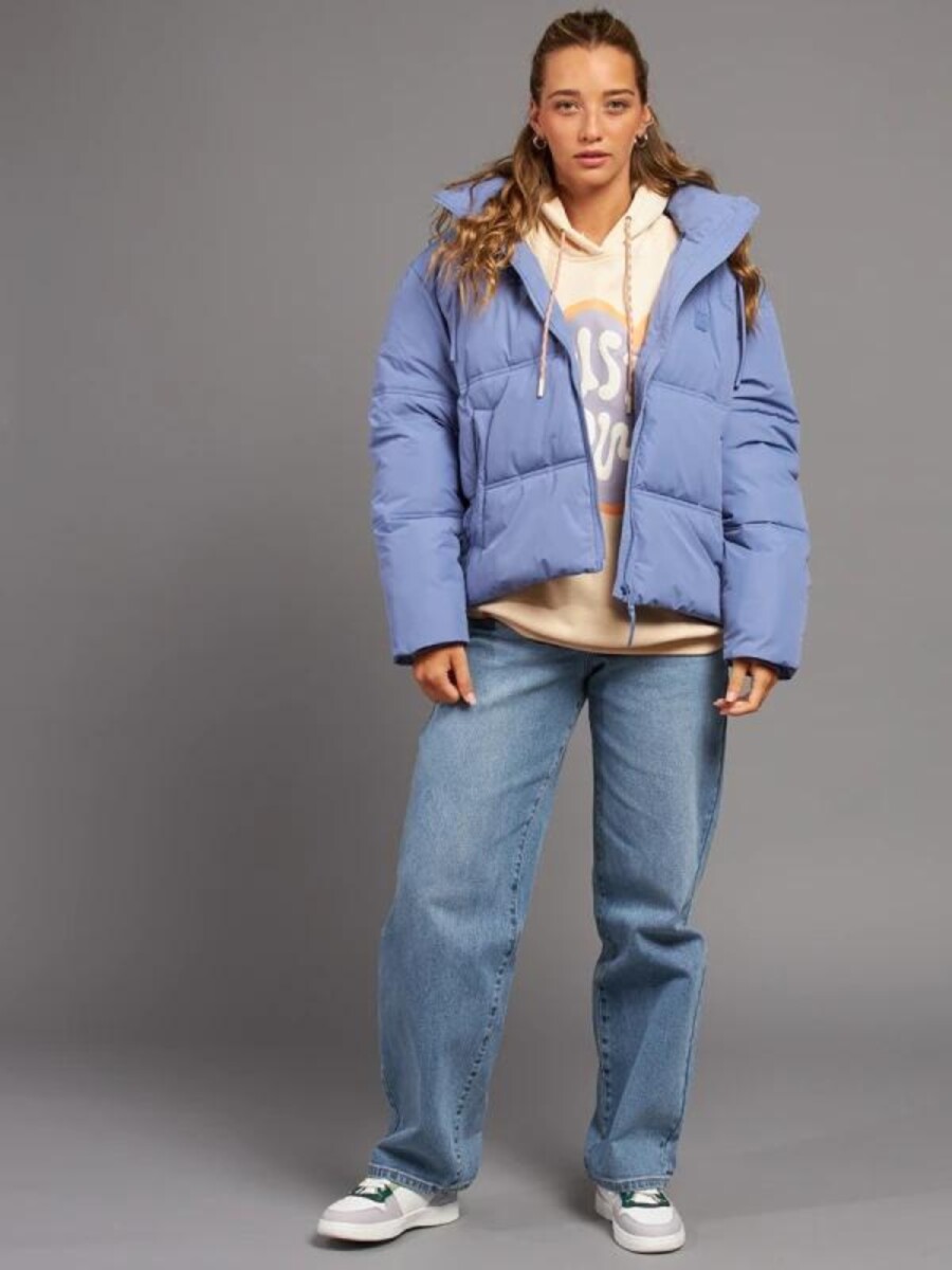Campera Dama Nylon Abrigo Liso Rusty - Azul Claro 