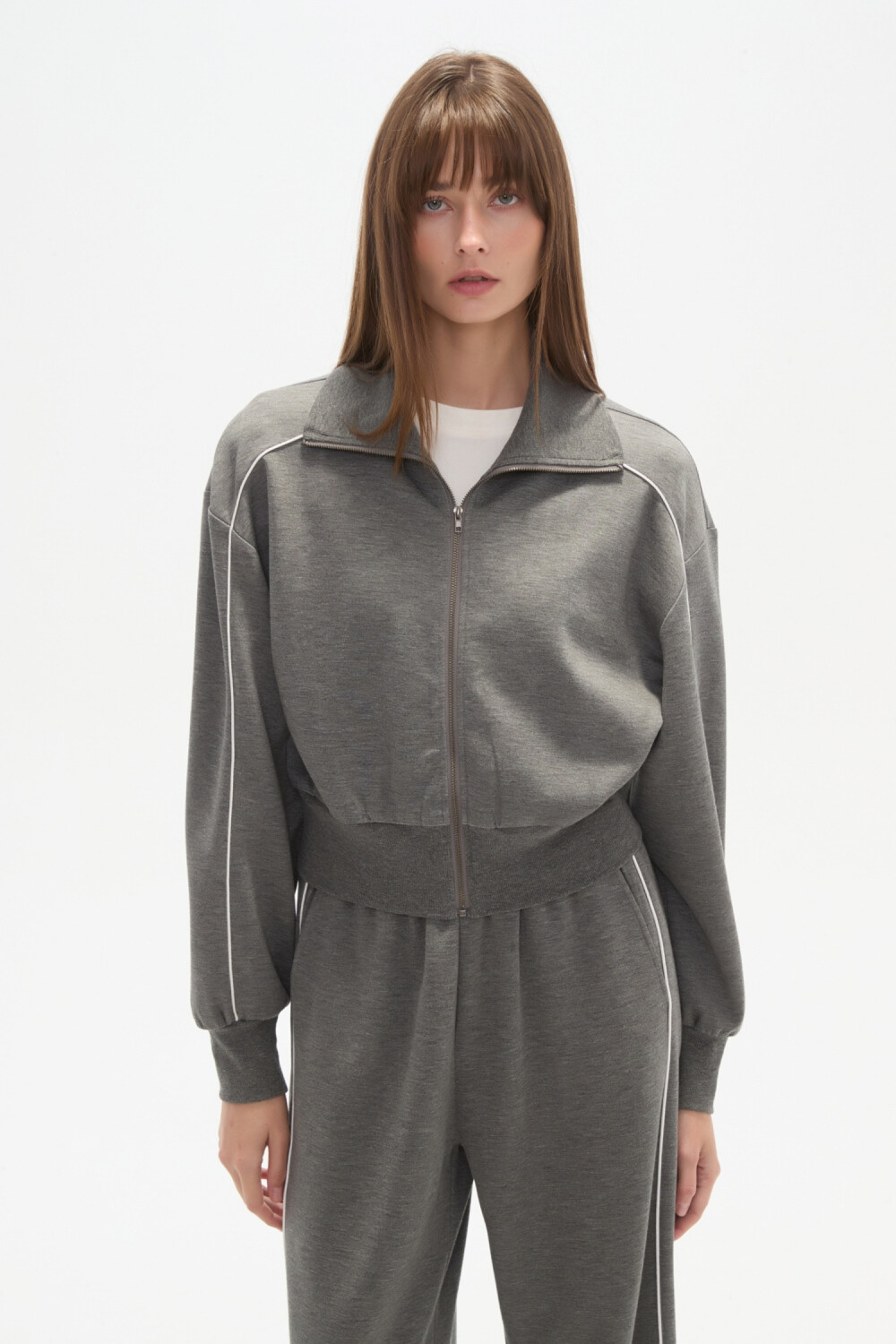 Campera Bedar Gris Melange Oscuro