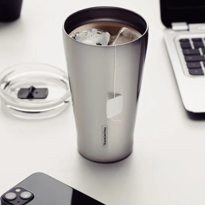 Vaso Térmico Tramontina de Acero Inoxidable con Tapa EXATA VASO TERMICO ACERO INOX. C/T 550 ML