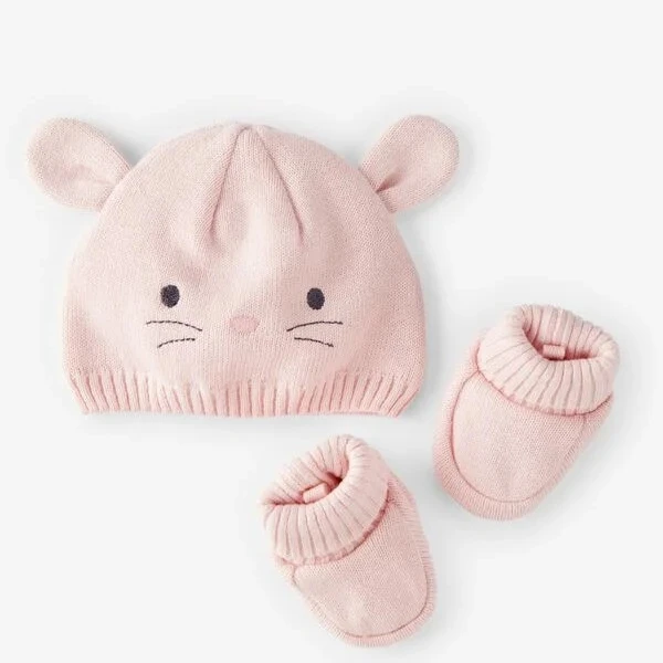Set Gorro y escarpines de algodón carters rosa