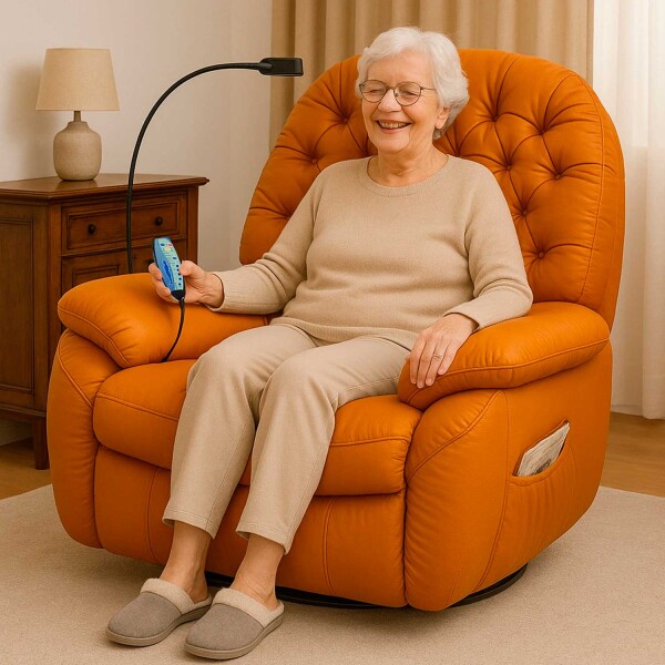 Sillón Masajeador Poltrona Con Control Y Soporte Para Celular NARANJA