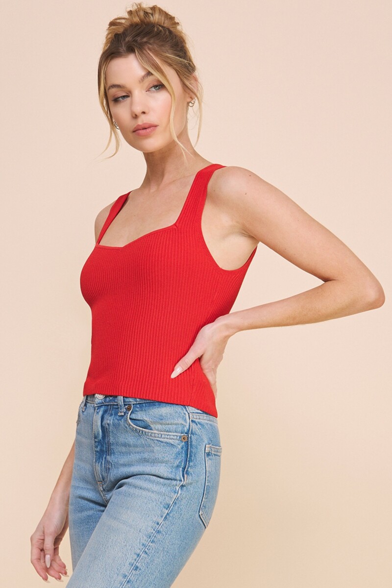 Musculosa Acanalada Escote Corazón - Rojo 