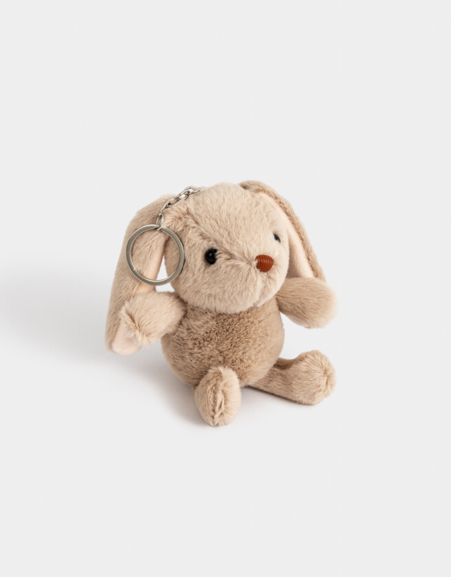 Llavero Peluche Llavero Y Charm De Peluche De Conejo - Marron Medio