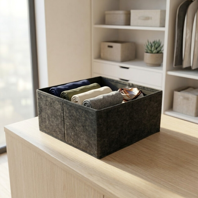 Organizador fieltro plegable 28x28x13cm GRIS