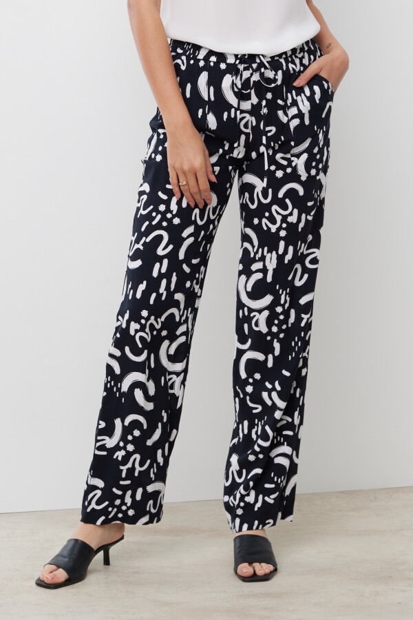 Pantalon Print NEGRO/BLANCO