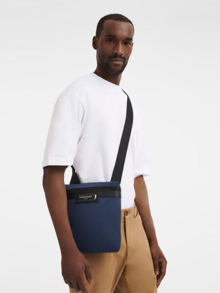 Longchamp- Bandolera de lona reciclada, Le pliage Energy Azul